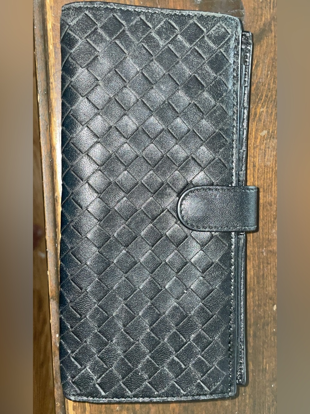 Bottega Veneta Black Intrecciato Leather Continental Wallet